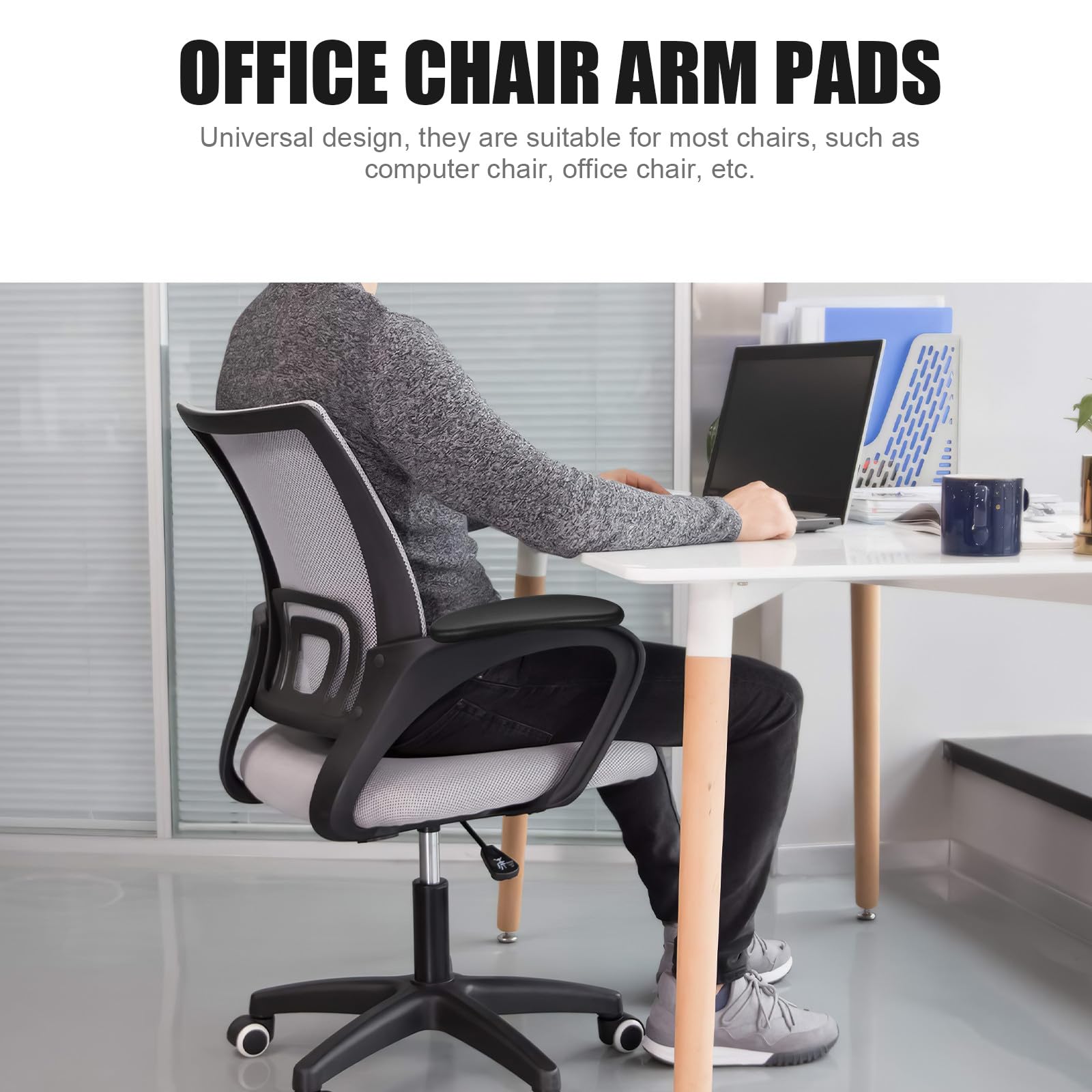 PACKOVE Almohadillas Diseño Clásico de Silla de Oficina para Reposabrazos en Poliuretano Negro, Cojines Cómodos de Repuesto para Trabajadores de Oficina