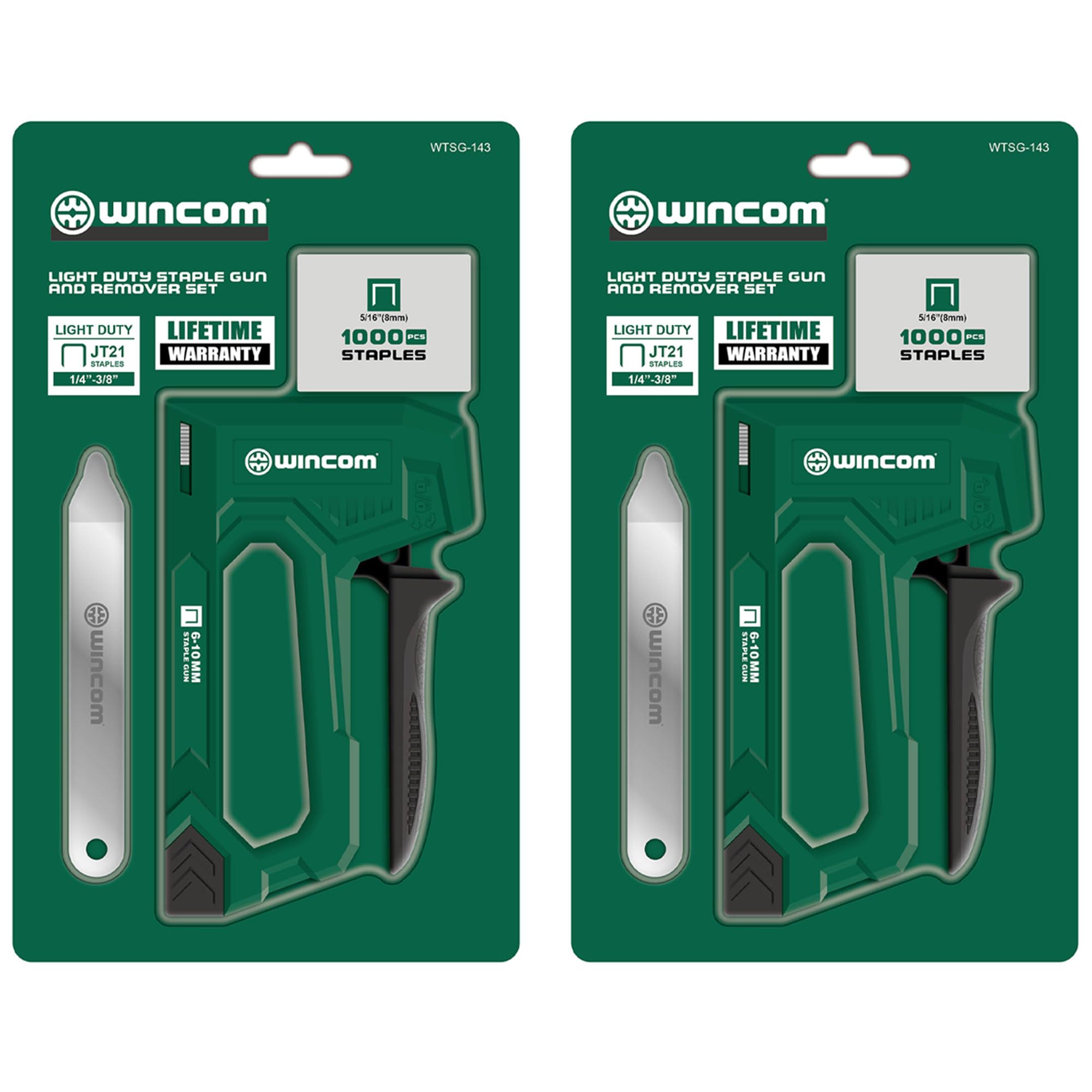 ROLICY Light Duty Staple Gun for Wood, Upholstery Staple Gun with 3000pcs JT21 Staples 1/4, 5/16, 3/8 inch and Staple Remover for Crafts, Material Repair, Decoration, Furniture, DIY Use (2 Pack)