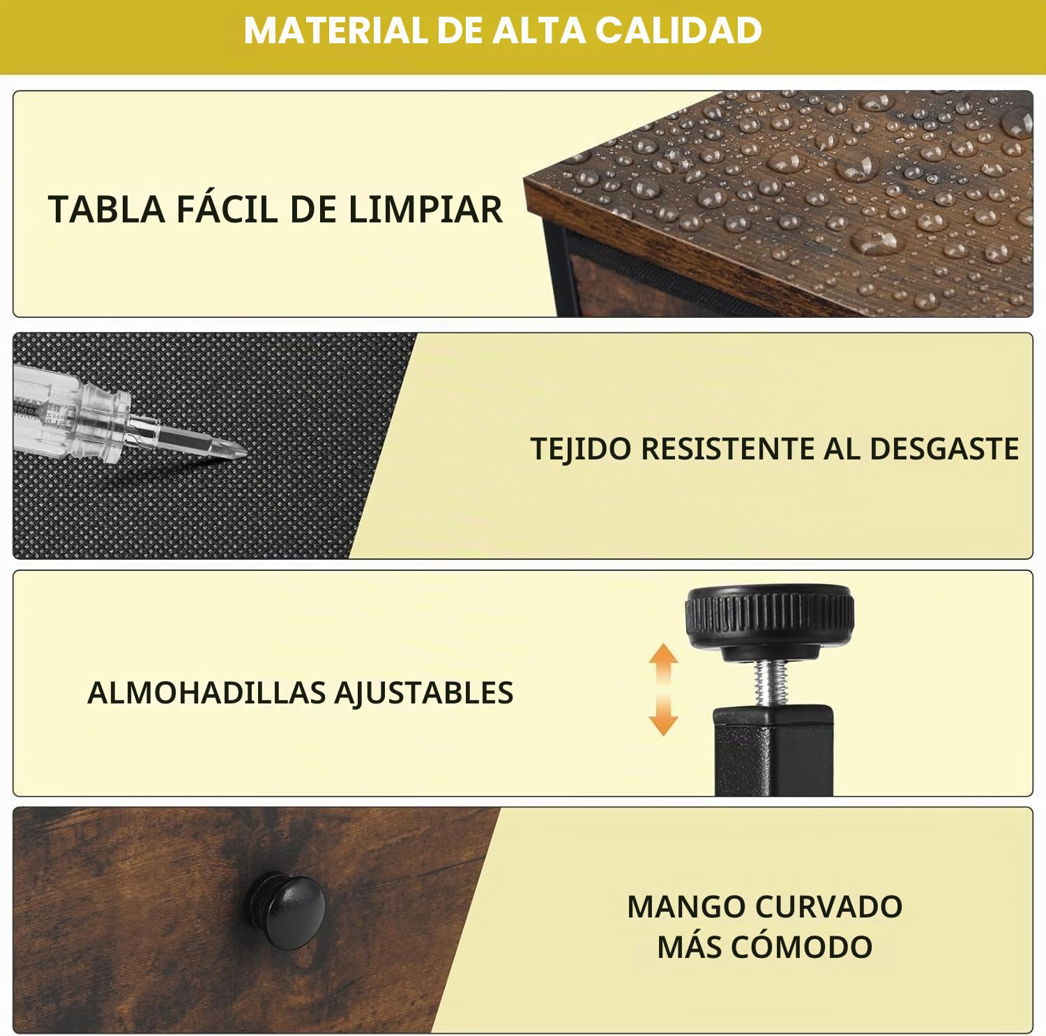 Clevich Cajonera de 12 cajones para Dormitorio, cajonera Industrial, Estructura de Metal, Superficie de Madera, cajones de Tela, para Pasillo, Dormitorio, salón (Marrón Retro + Negro)