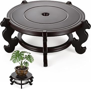 10 Inch Wooden Plant Stand, Vase Stand Indoor Chinese Fishbowl Planter Stands Vase Pot Stands for Indoor Decorative Pedestal, Oriental Style