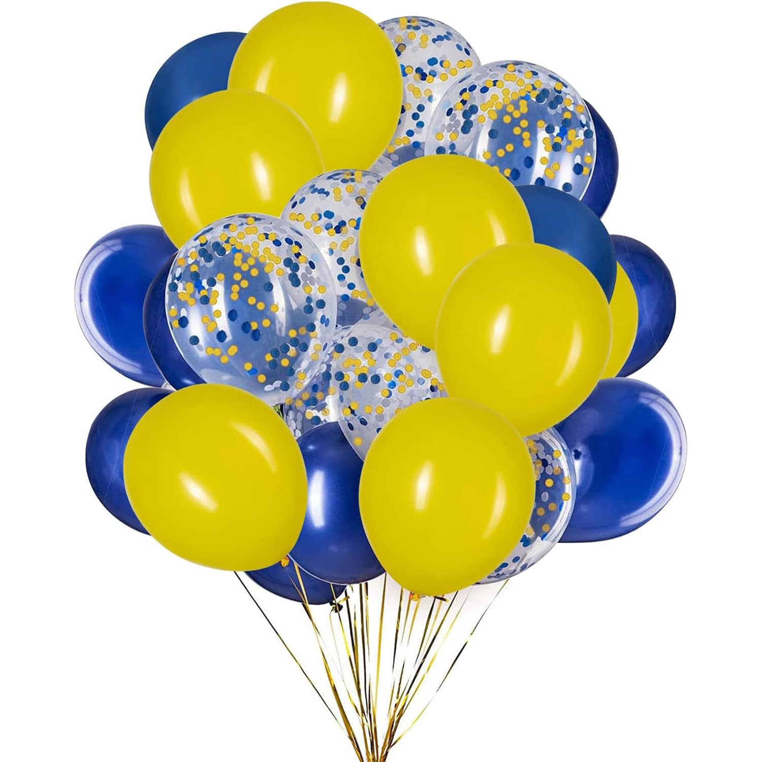 50pcs Navy Blue and Yellow Balloons 12 inch Helium Latex Balloons Suitable for Festivals Carnival and Parties