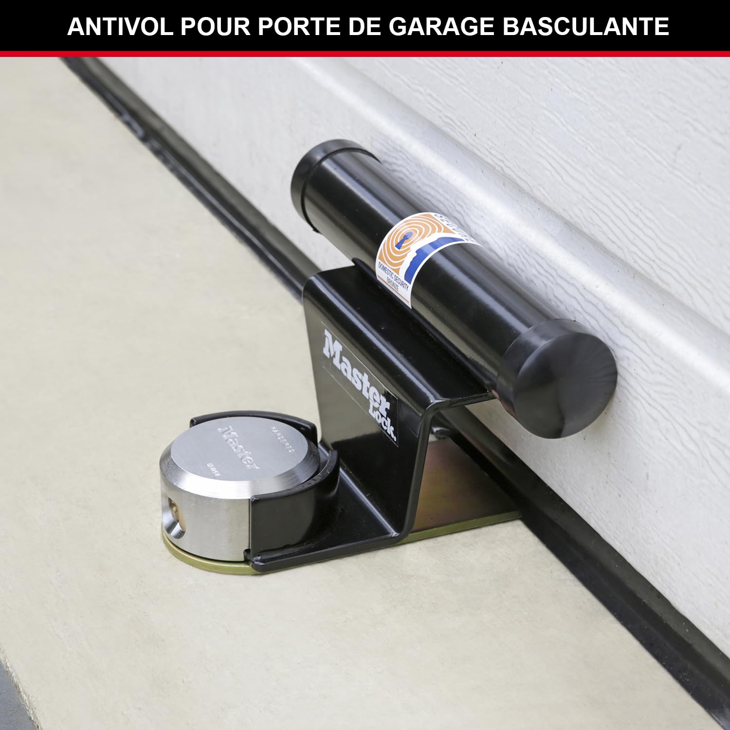 Master Lock 1488EURDAT Protector pour Porte de Garage Basculante avec Serrure à Clé, Noir