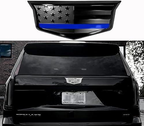 Vista 16 de Emblema de metal de aluminio con bandera negra americana para portón trasero (trasero 2015-2020, negro)