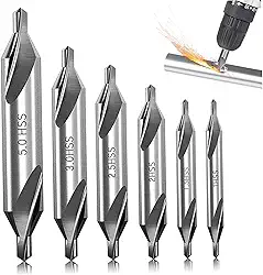 Conjunto de brocas centrais, 6 peças, 1/1,5/2/2,5/3/5 mm, conjunto de brocas de aço resistente para ferro fundido de aço inoxidável liga de aço alumínio