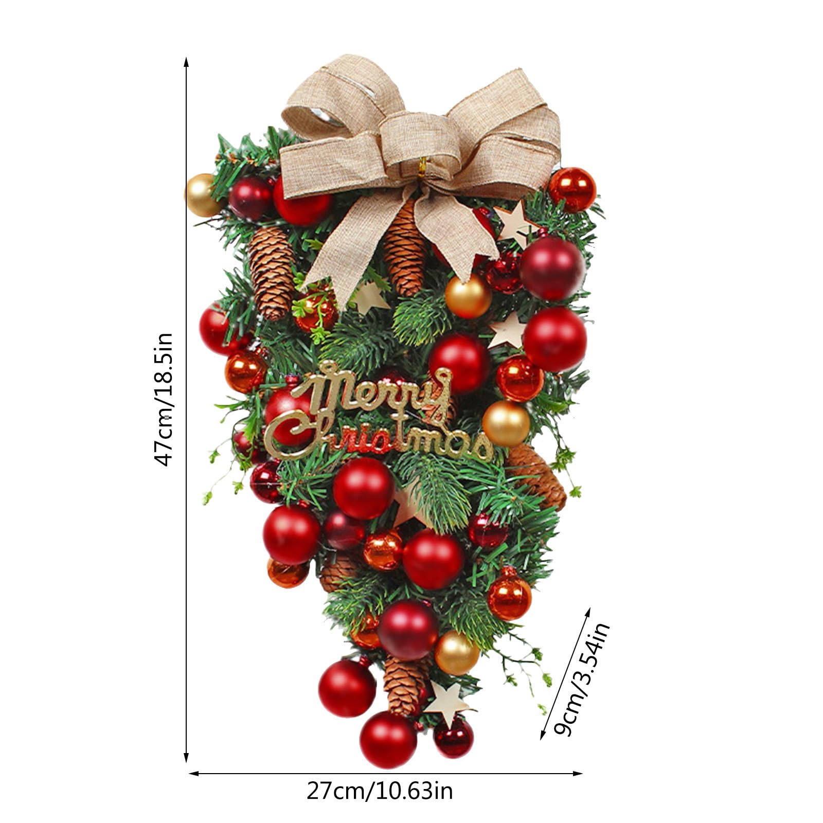 Dekokranz, Weihnachtskranz Weihnachtsdeko Halloweenkranz Weihnachtszweige Rote Beeren Tannenzapfen Rote Schmetterlinge Ligaturkranz Adventskranz aus Metall