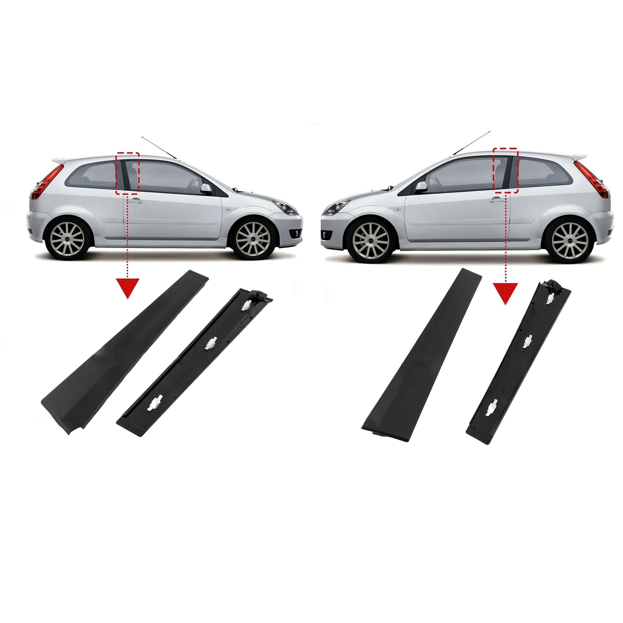 Right Door Molding Trim For Ford Fiesta MK6 3-Door (2002-2008) - Part #1473662, Includes Clips 4 thumbnail image