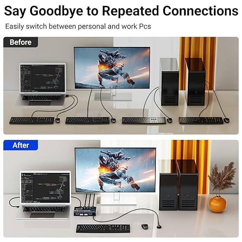 Miniatura 3 de Interruptor USB 3.0, 4 computadoras, selector de interruptor USB de 4 puertos camgeet para compartir con teclado y mouse, conmutador USB compatible