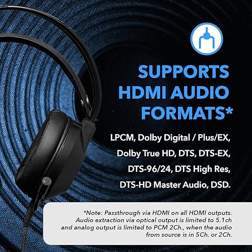 Miniatura 5 de OREI Divisor HDMI 8K 1 x 2, duplicado con extractor de audio UltraHD soporta hasta 4K  120Hz IR EDID HDCP 2.3 - (BK-102A) (1x2 - Salida de audio)