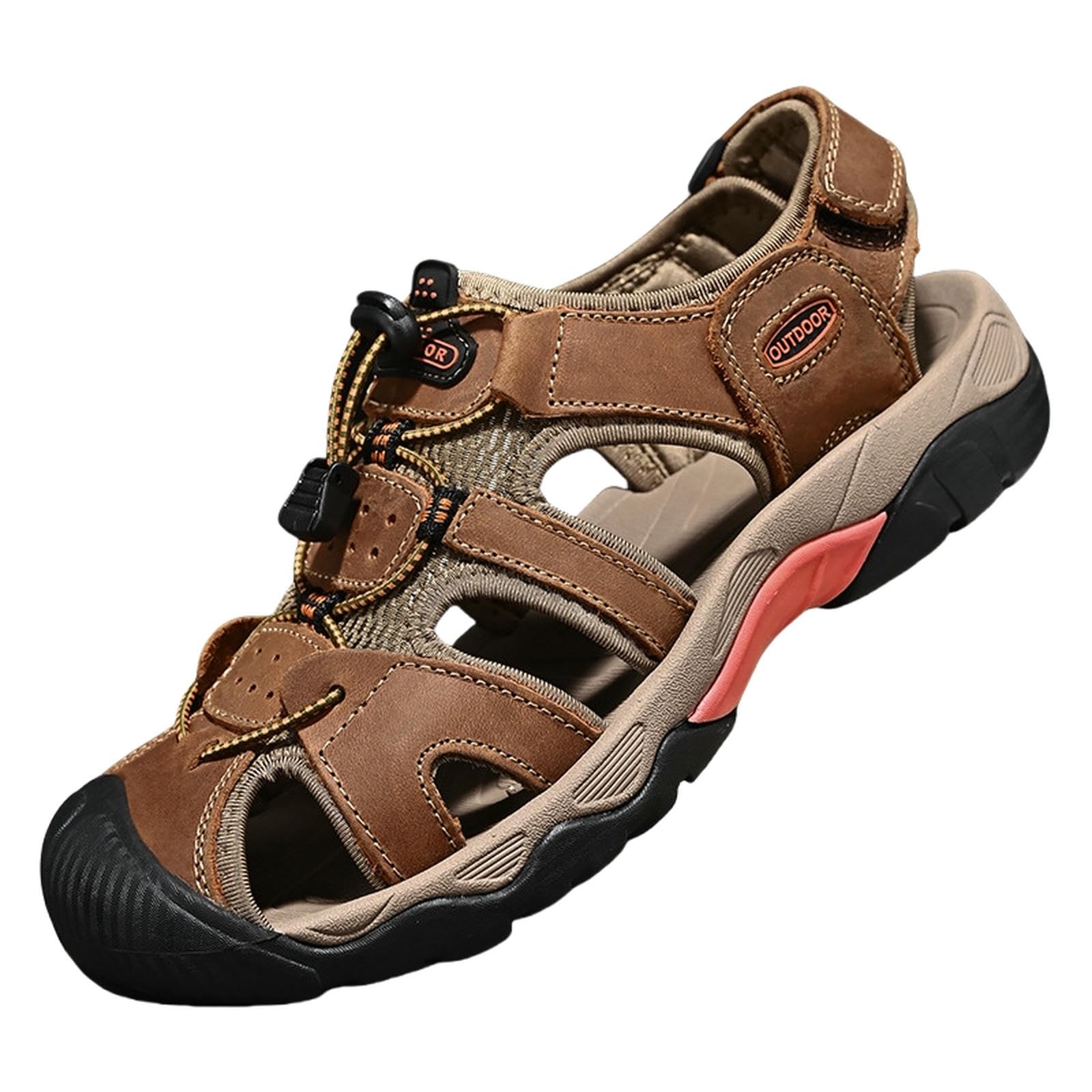 Sandales en cuir de plage pour hommes en marron taille 46
