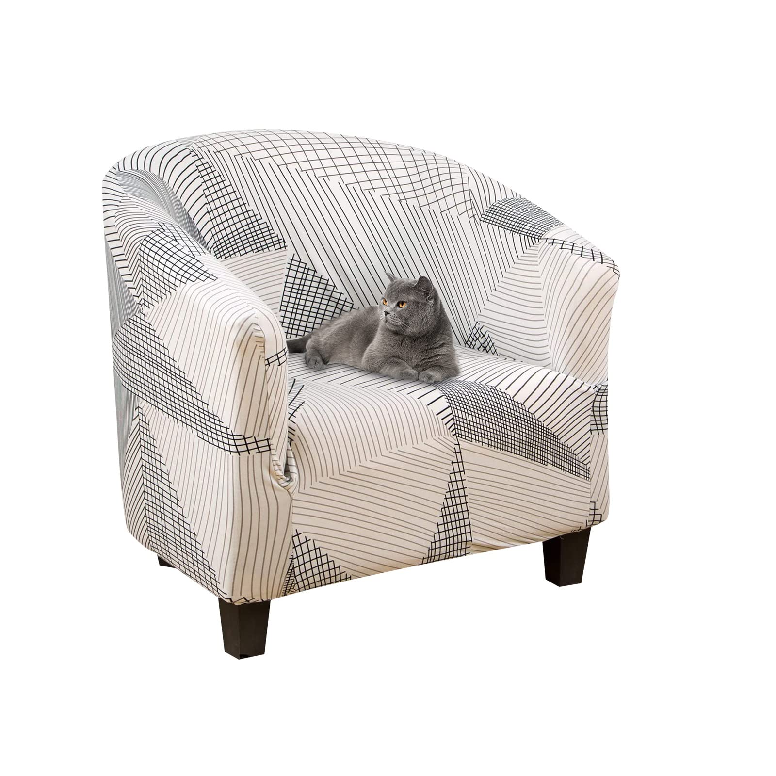 Lydevo Copripoltrona 1 Posto Elasticizzato,Copripoltrona con Cuscino Separato,Fodere per Poltrona da Cocktail Universale Lavabile Rimovibile,Coperture Protettive per Poltrona Club,Linea Bianca