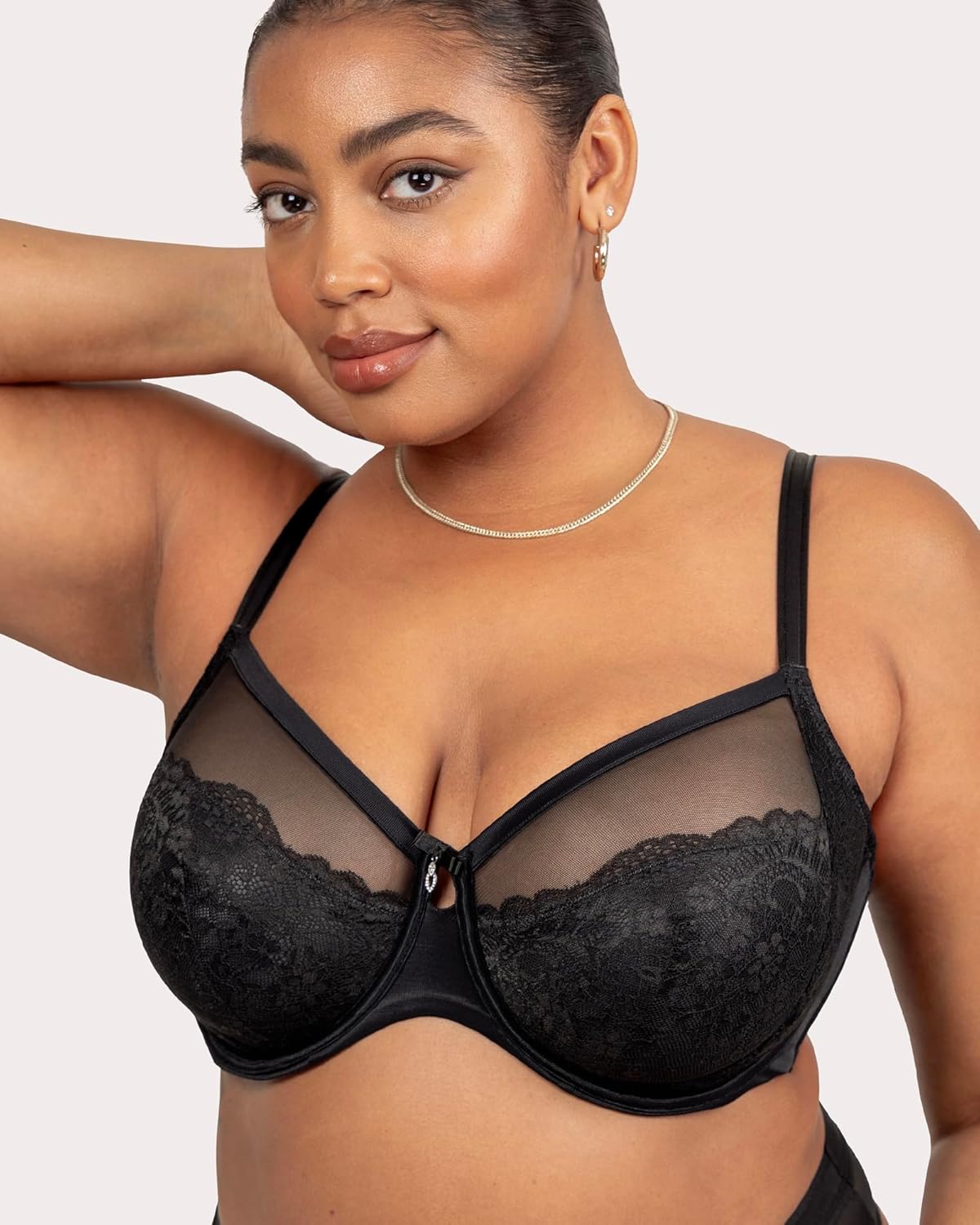 Curvy Couture Womens Luxe Lace Underwire Bra - Image 5