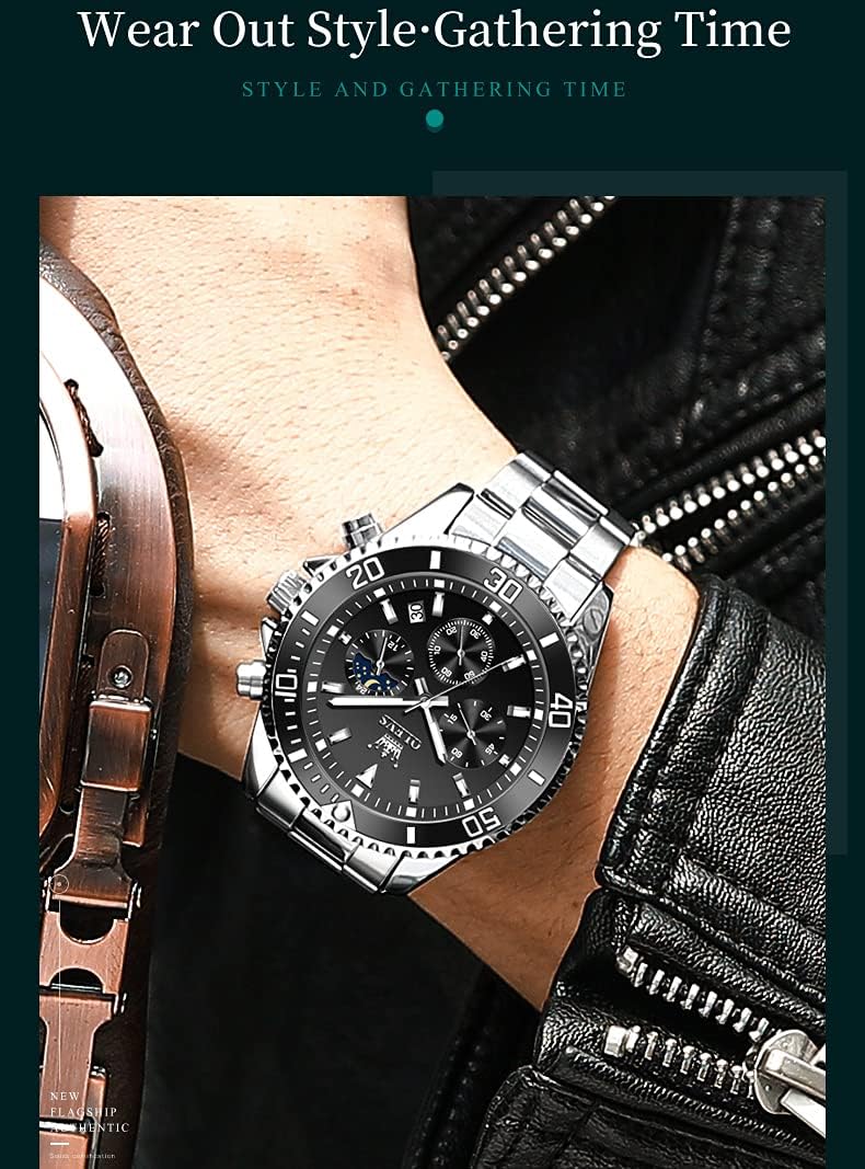 OLEVS Mens Watches with Date Waterproof Luxury Luminous Analog Quartz Classic Business Watch for Men with Stainless Steel Strap image 3