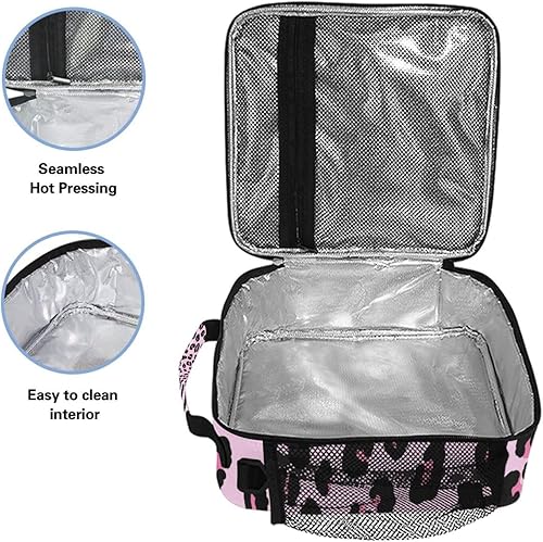 Miniatura 4 de ALAZA Lonchera con estampado de leopardo y guepardo rosa, bolsa de almuerzo aislada, bolsa de almuerzo para niñas, bolsa de almuerzo congelable,