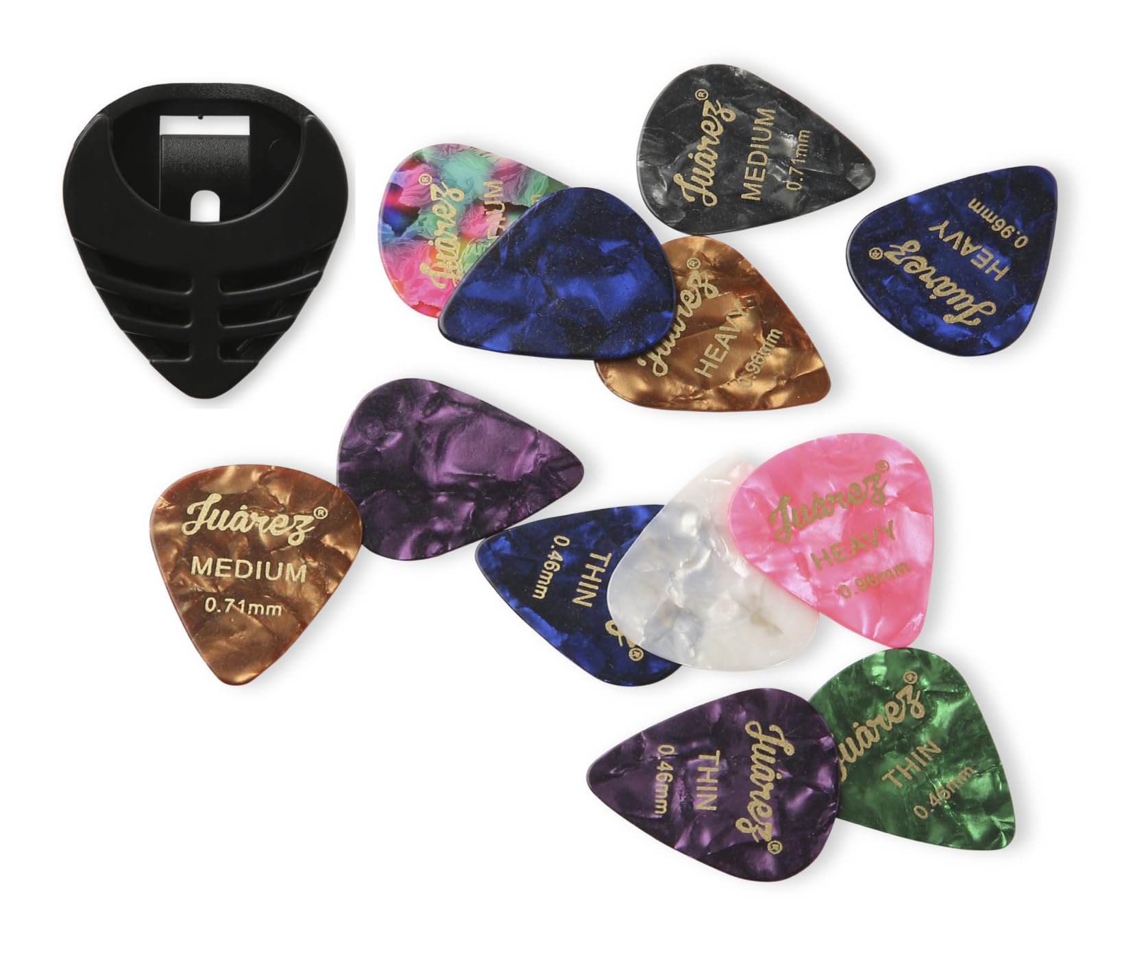 Juarez JAP120 Guitar Pick Set – 12 Premium Picks with 1 Pick Holder | Assorted Thickness for Acoustic, Electric & Bass Guitars | Durable, Colorful Picks for Beginners & Professional Players-image-47