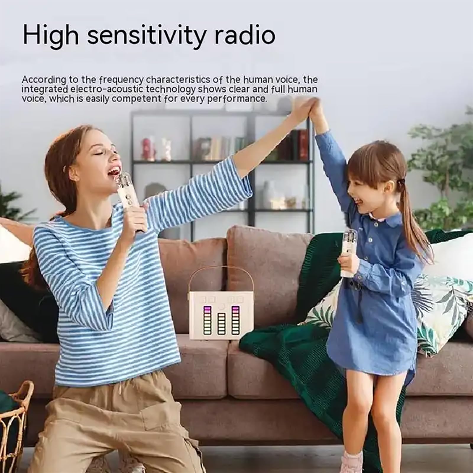 Głośnik Do Karaoke, Zestaw Do Karaoke Bluetooth Z Przenośnym Uchwytem I 2 Mikrofonami Bezprzewodowymi, Obsługuje Wejście TF/USB/AUX I Światło LED, Na Imprezę, Prezenty, Na Zewnątrz/wewnątrz