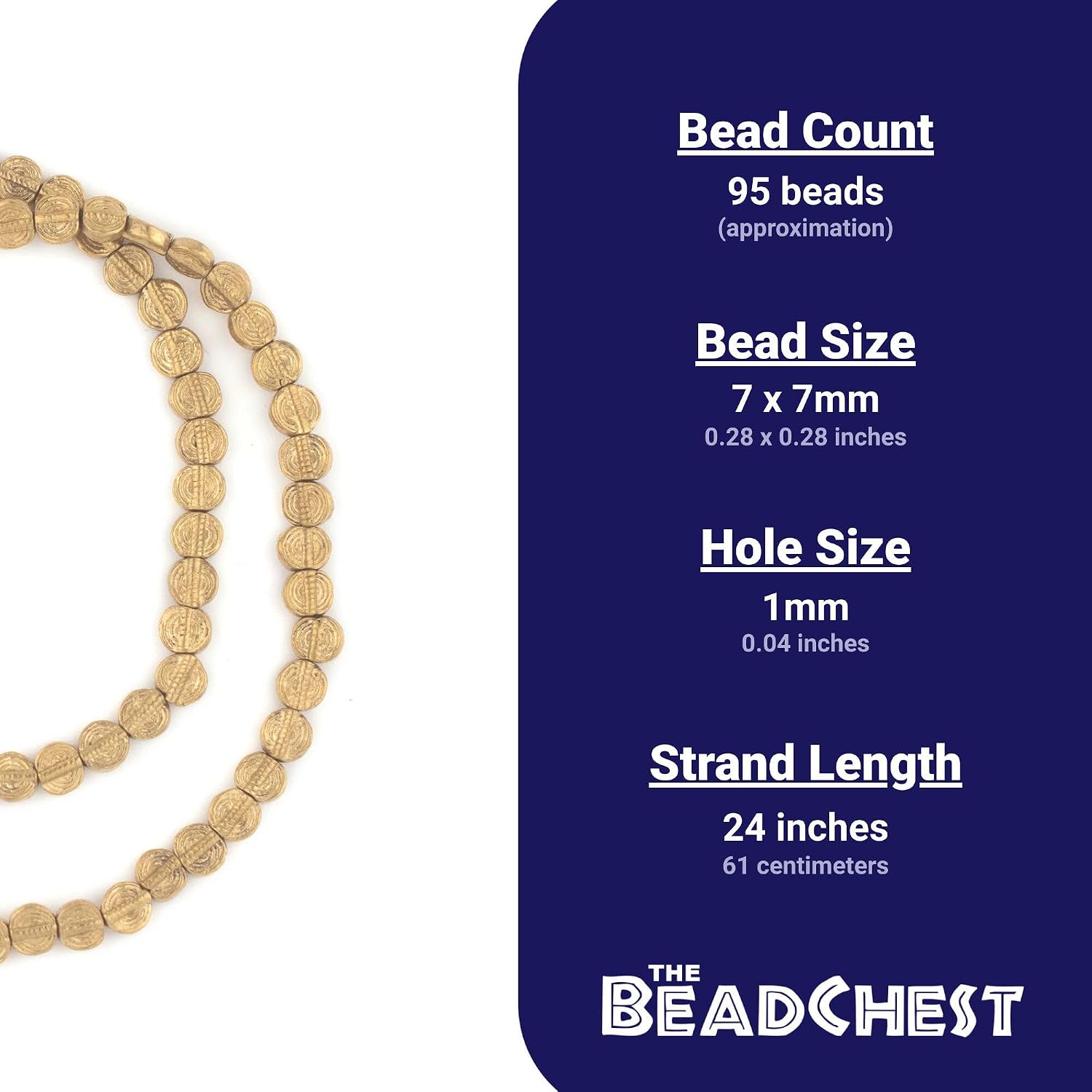 The Bead Chest Baule-Style Circular Brass Beads (7mm)