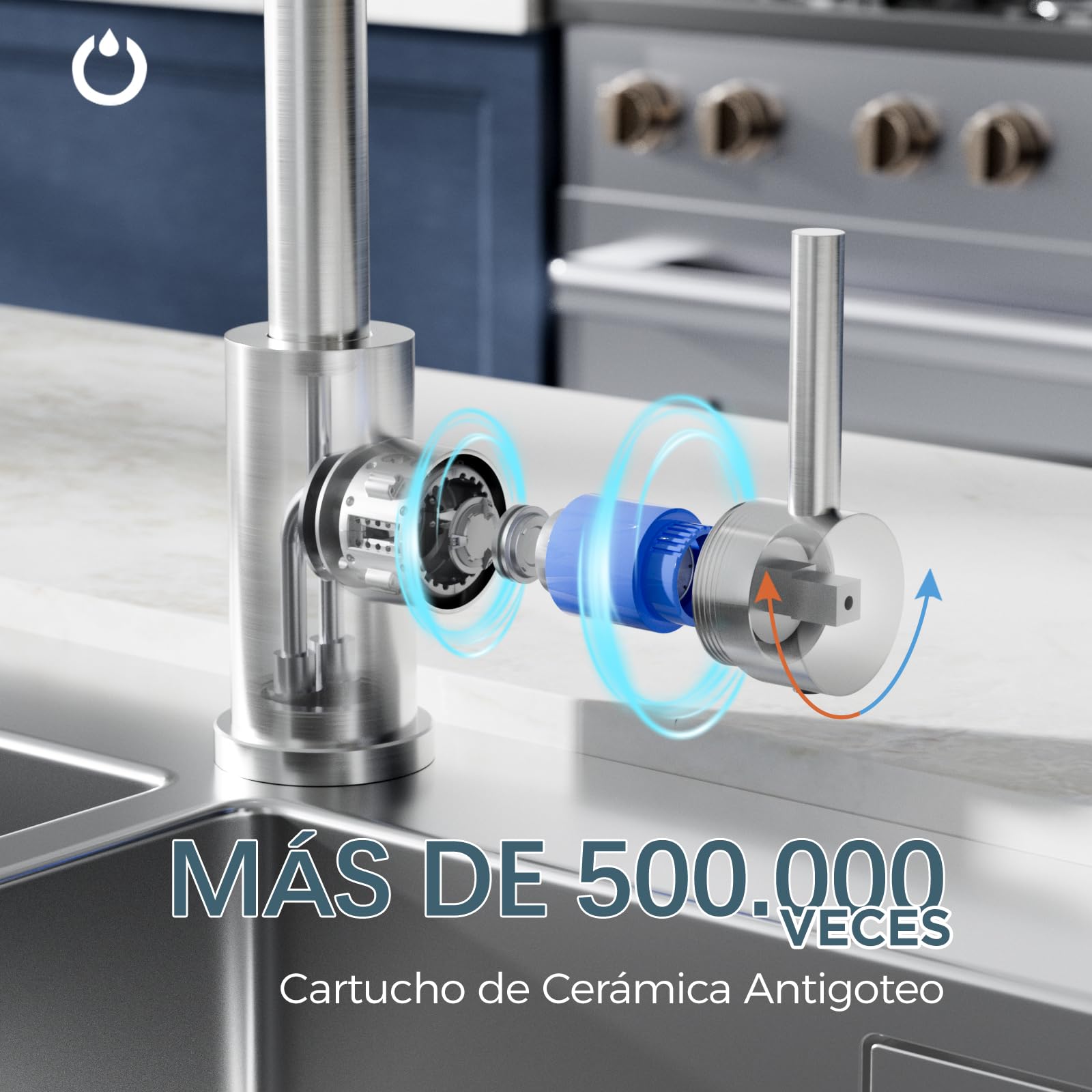 FORIOUS Grifo Cocina, Grifos Cocina Fregadero Giro de 360° Acero Inoxidable Torneira Cozinha L Monomando para 1 Orificio
