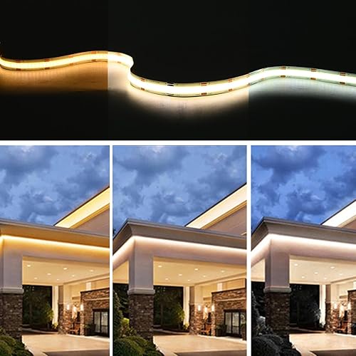 Miniatura 7 de FCOB COB CCT - Tira de luces LED de 16.4 pies, 608 LEDsm, sintonizable, 2700K-6500K, CRI 90+, luz LED regulable, cinta flexible para decoración de