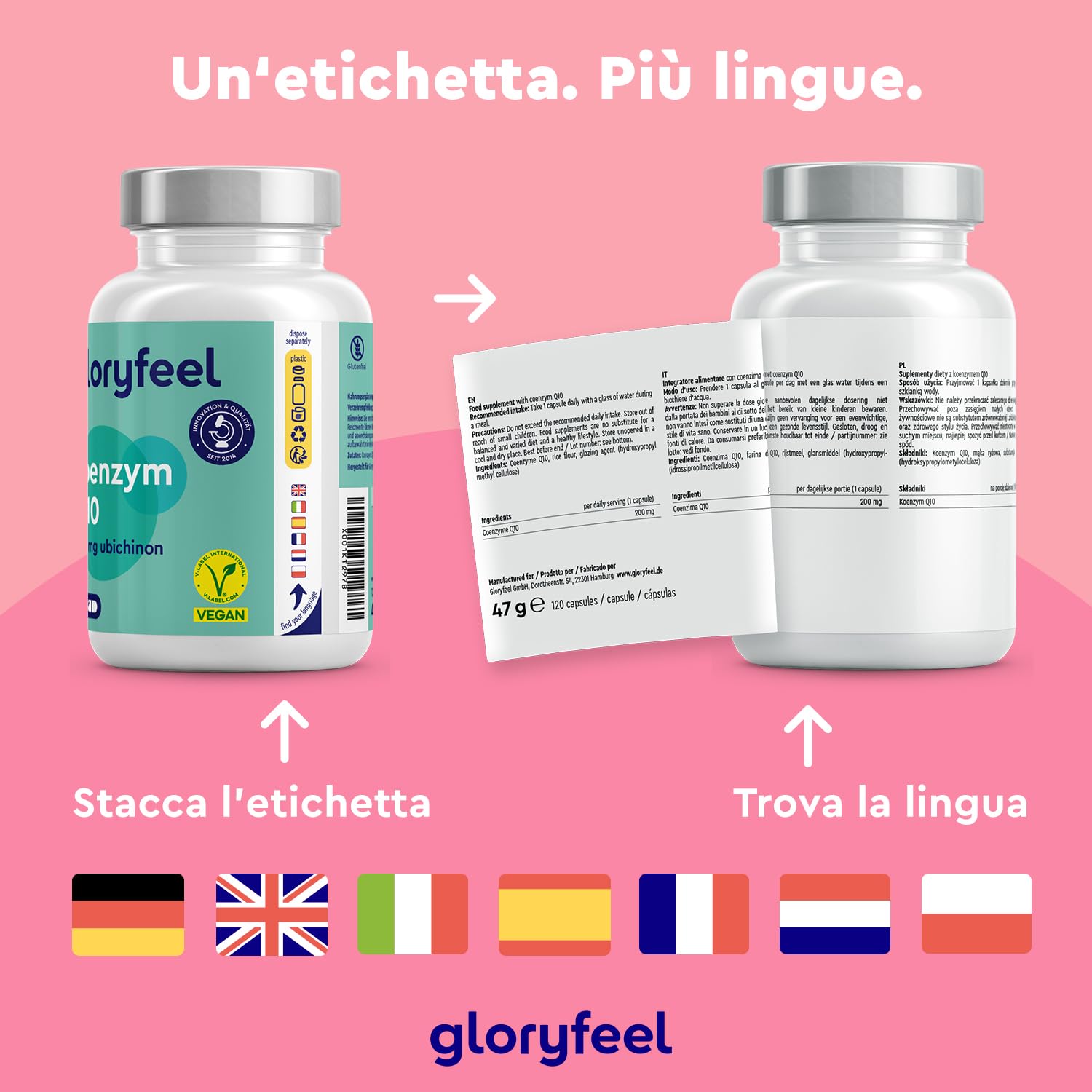 Q10 Coenzima 200 mg Puro, 120 Capsule Ad Alto Dosaggio (Scorta Per 4 Mesi), Coenzima Q10 Integratore Antiossidante Antiage, Capsule di Ubichinone, 100% Vegan, Testato in Laboratorio