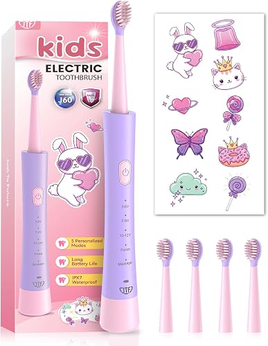 Brosse à Dents Électrique Rechargeable pour Enfants 3-12 Ans JTF