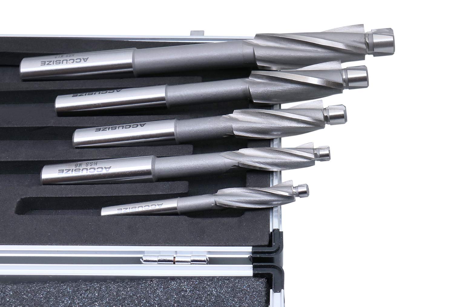 Accusize Industrial Tools 14 Pc H.S.S. Premium Counterbore Set 3 Flute Straight Shank, Inch/Metric, 509S-0007+007M