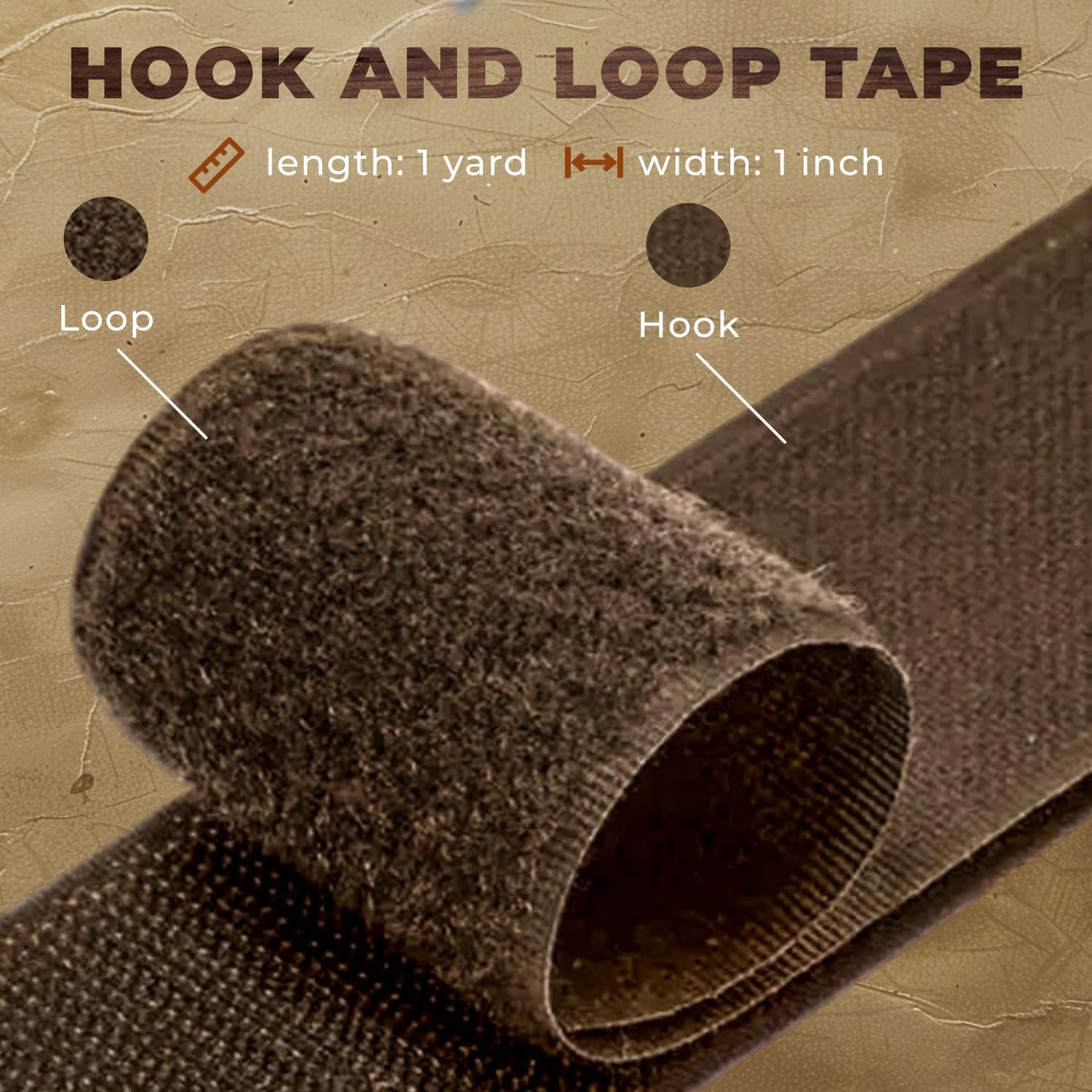 1 inch Brown Hook and Loop Tape Sew On Fastener Tape Non-Adhesive 1 Yd Length Hook and Loop Nylon Hook Loop Tape for Fabric for Military Form Bags Clothes Shoes Backpacks DIY Craft
