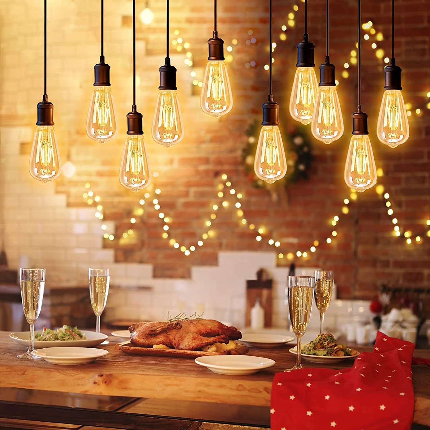 Bombilla, Paquete de 6 Bombillas Vintage ST64 con Casquillo E27 Edison, 4W Equivalente a 40W, Bombilla LED de filamento, sin Parpadeo, Bombillas Edison Regulables para lá