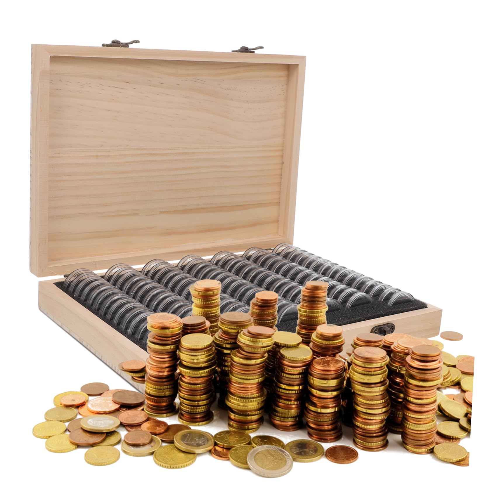 Angoily Caja De Almacenamiento De Monedas De Madera Estuche para Colección De Monedas Estantería