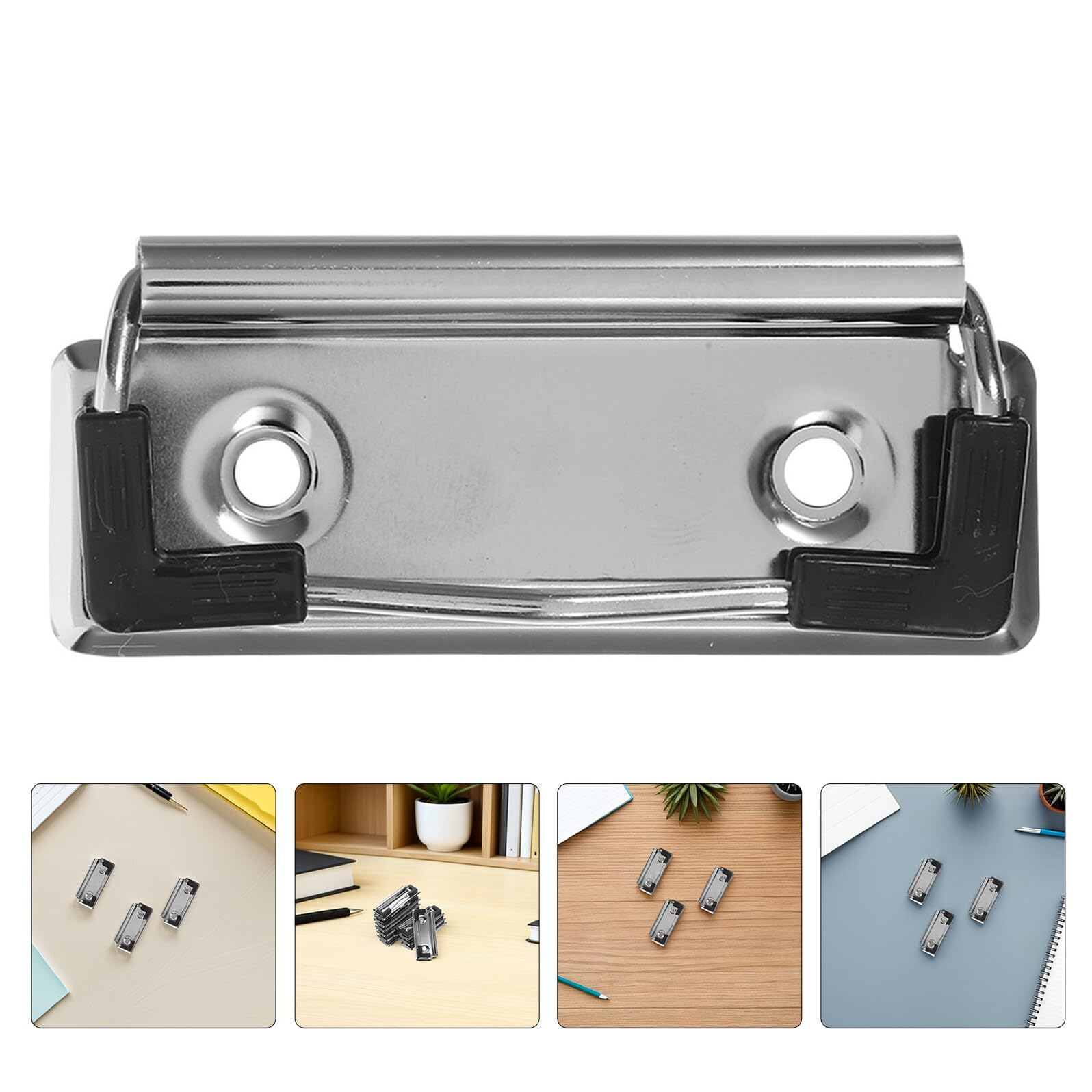SUPVOX Clips Metálicos para Portapapeles Escolares de Hierro con Patas de Goma Antideslizantes, 30 Unidades Resistentes y Montables para Documentos y Papelería