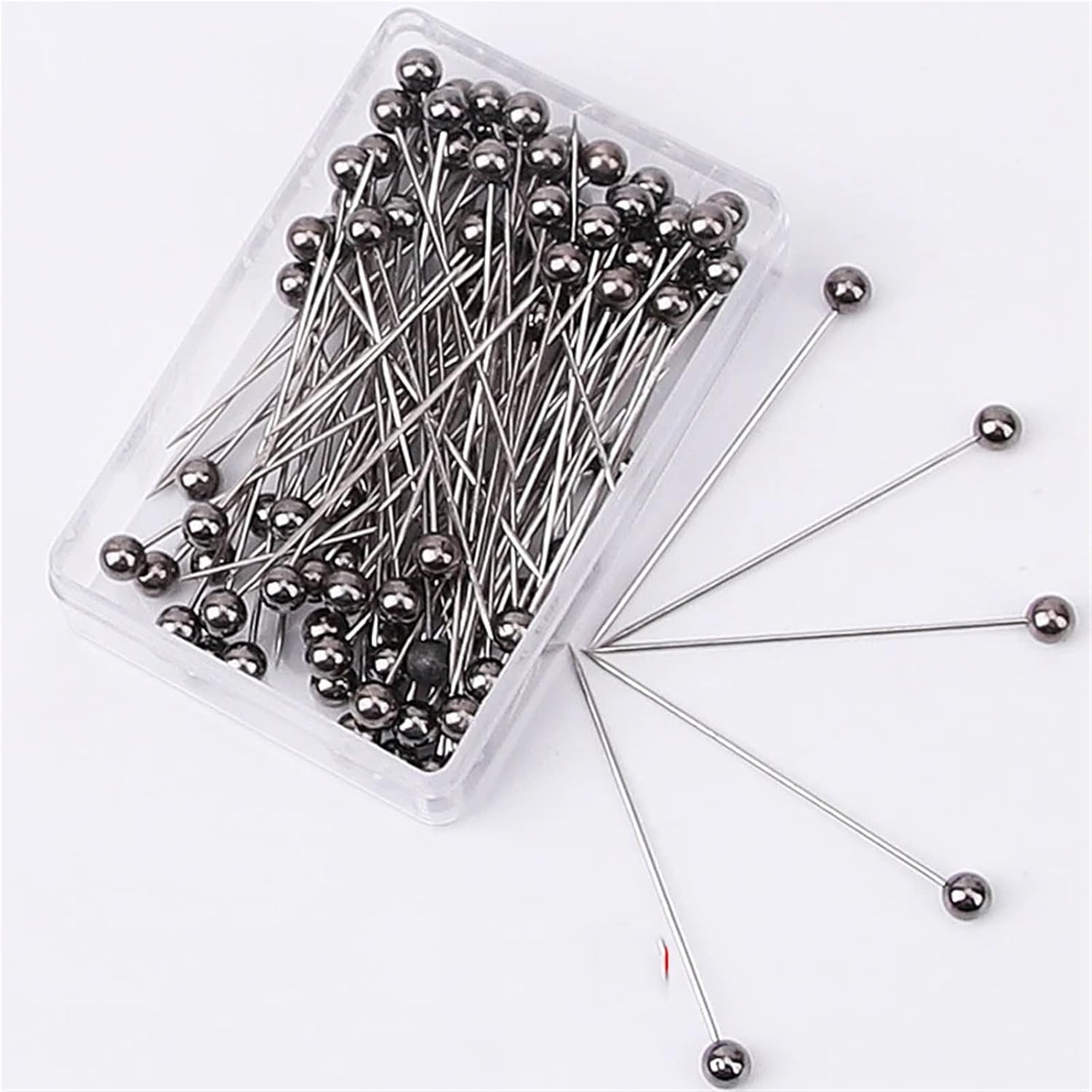 Sewing Pins Round Pearl Ball Multicolor Head Straight Quilting for Dressmaker Positioning DIY Jewelry Decor(Black Plated,600pcs)