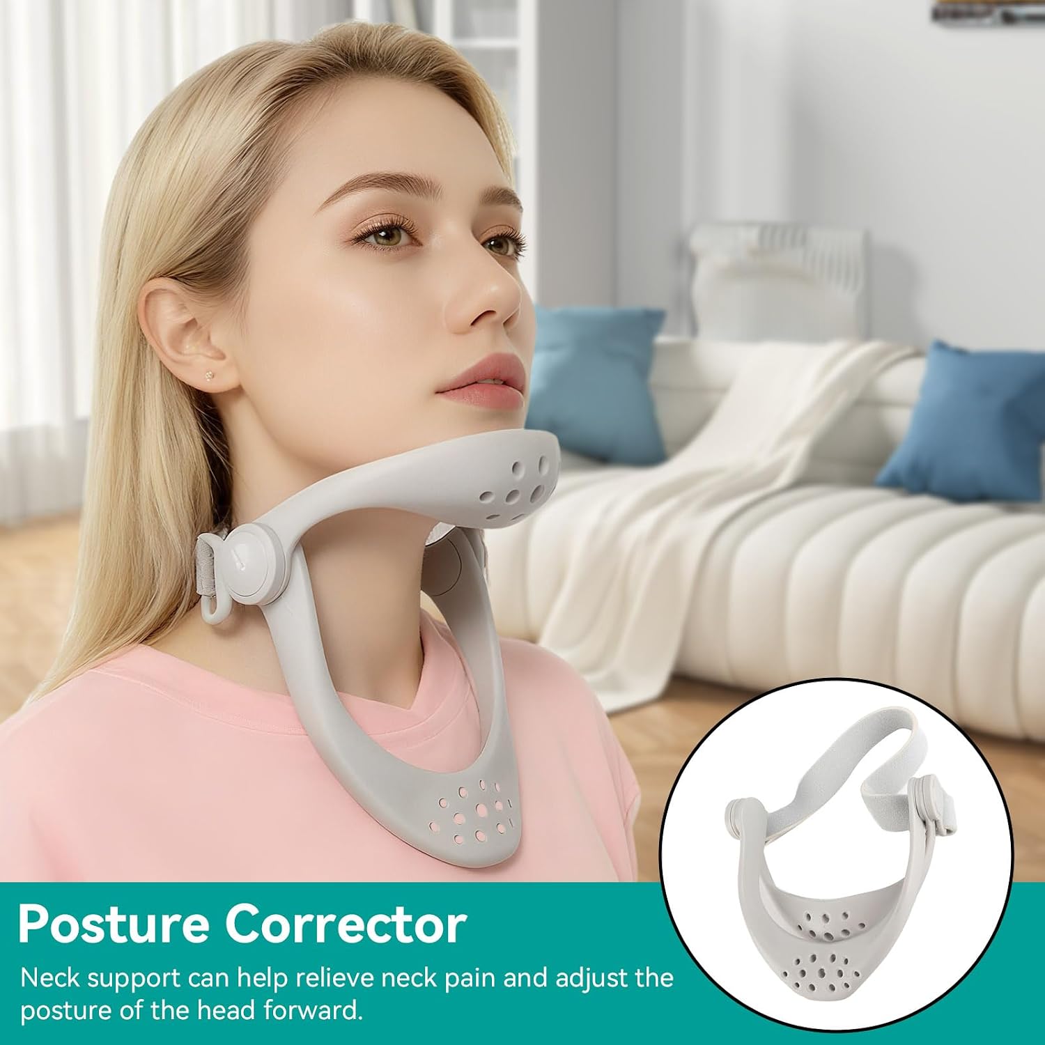 Agatige Neck Brace for Posture, 360 Degree Adjustable Neck Support Posture Spine Corrector Neck Brace Cervical Traction Device for Women and Men Cervical Spine Pressure Relief (1PCS)
