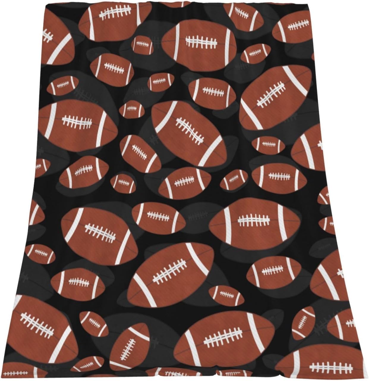 Brown and Black Football Sports Ball Throw Blanket Soft Bed Bedding Warm Cozy Plush Flannel Fleece Blankets Gifts for Kids Boys Teens Men, Sofa Couch Bedroom Home Decor, 60"x50" - Image 9