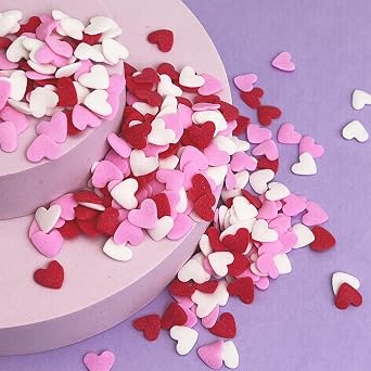 Valentines Sprinkles for Baking, Pink White and Red Heart Sprinkles for Cake Decorating, Valentine Sprinkles for Cookies, Cake, Cupcake, Ice Cream, Strawberries Toppings