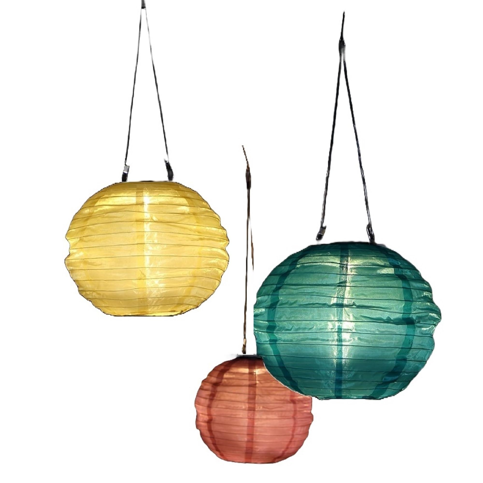 NOMA Solar Mandarin Round Lantern, 25 cm, Colour May Vary (Pack of 1), Yellow/Rose/Green
