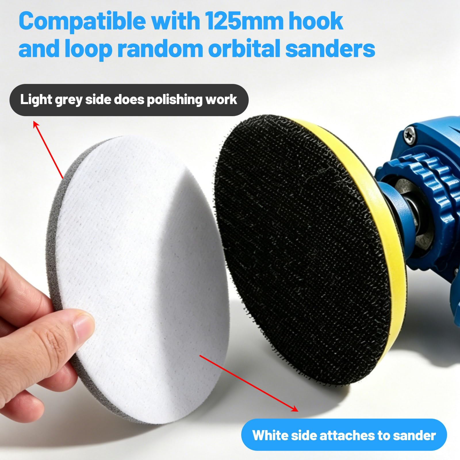 Disque a Polir 125mm Ponceuse Polissage Voiture Souple Lavable Compatible Bosch Festool Metabo Mirka FLEX