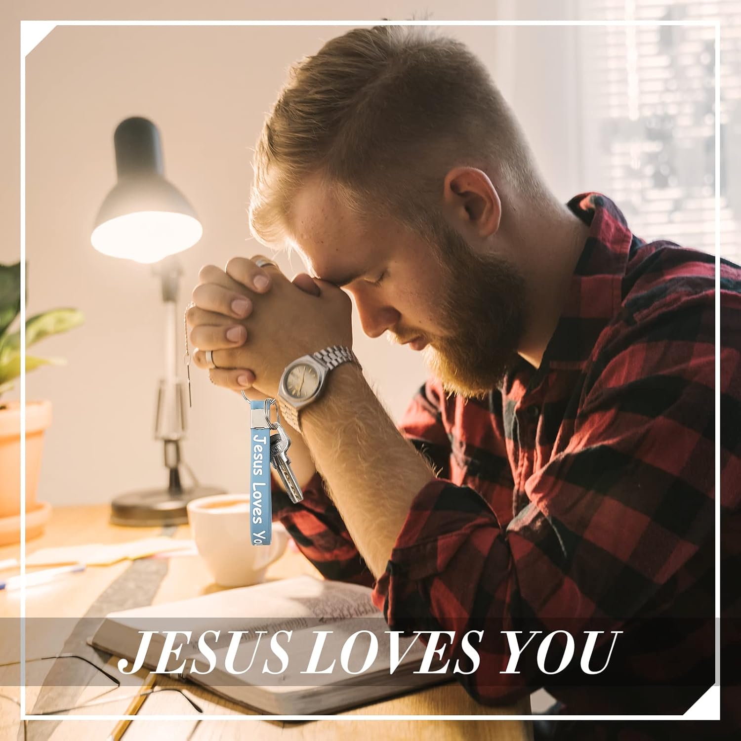 Yinkin 24 Pcs Jesus Loves You Silicone Keychains Christian Religious Gifts Bulk Inspirational Keychain for Women Men Church Christian Gift Supplies - Image 5