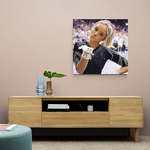 Miniatura 5 de Olivia Dunne - Póster de arte en lienzo con diseño de estrella, arte de pared y decoración moderna de dormitorio familiar, 16 x 16 pulgadas (15.7 x