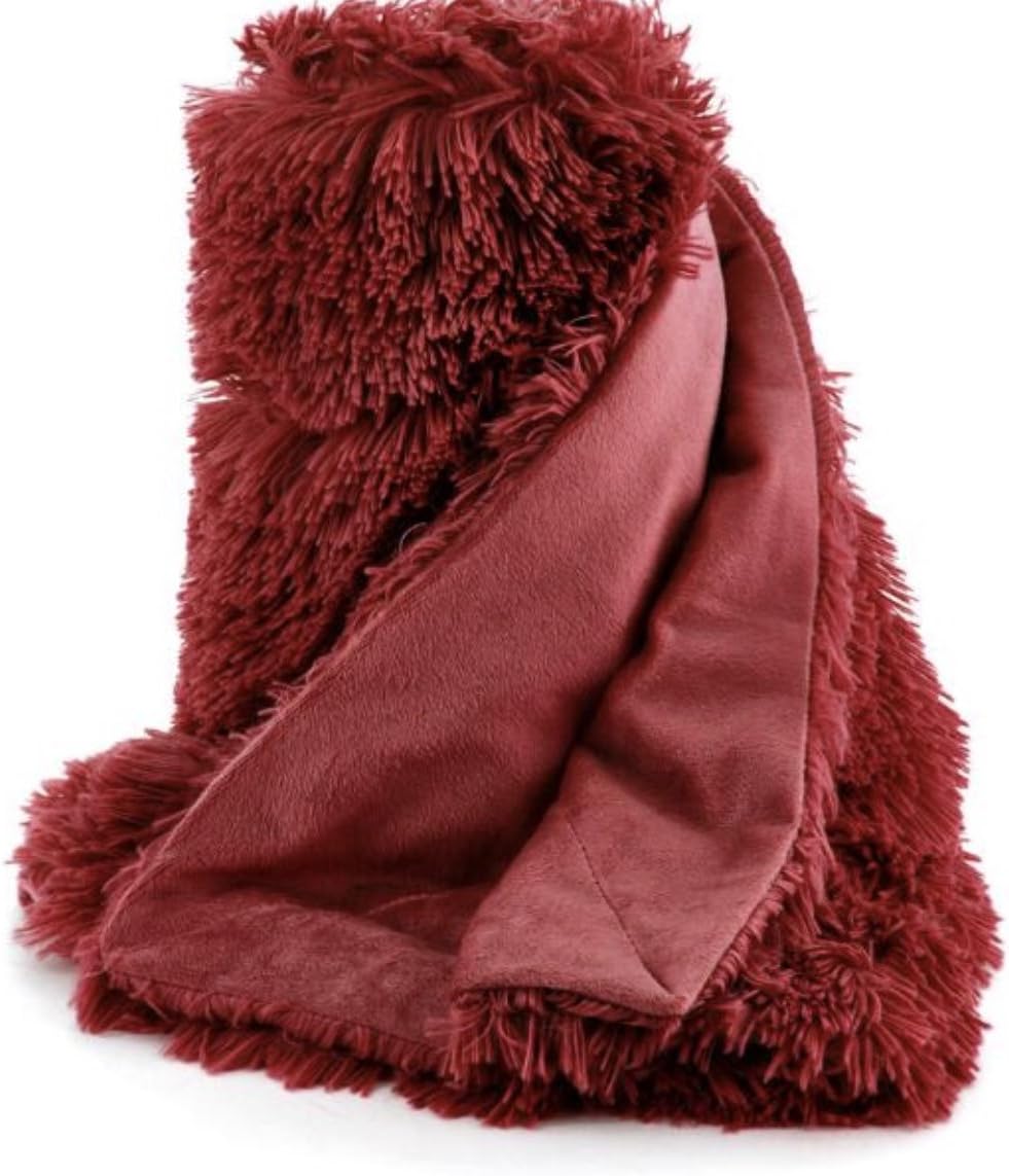 Thro by Marlo Lorenz Throw Chubby Faux Fur Decorative (Chili Red)