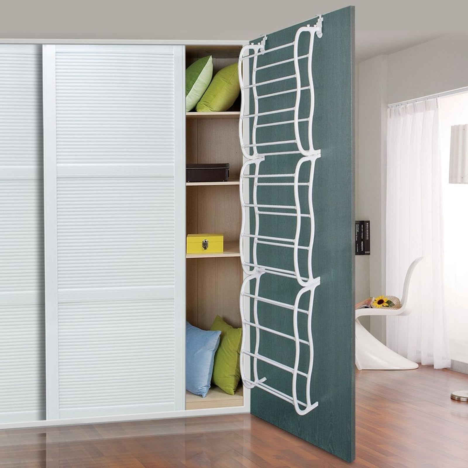 GPCT Over the Door Wall Hanging 36-Pair Shoe Rack. Fits Over Standard-Size Doors, 12 Shelves Design, Holds Sneakers, Heels, Sandals, Low Boots. Shelf Closet Wall Hanging Organizer Storage Shoe Stand
