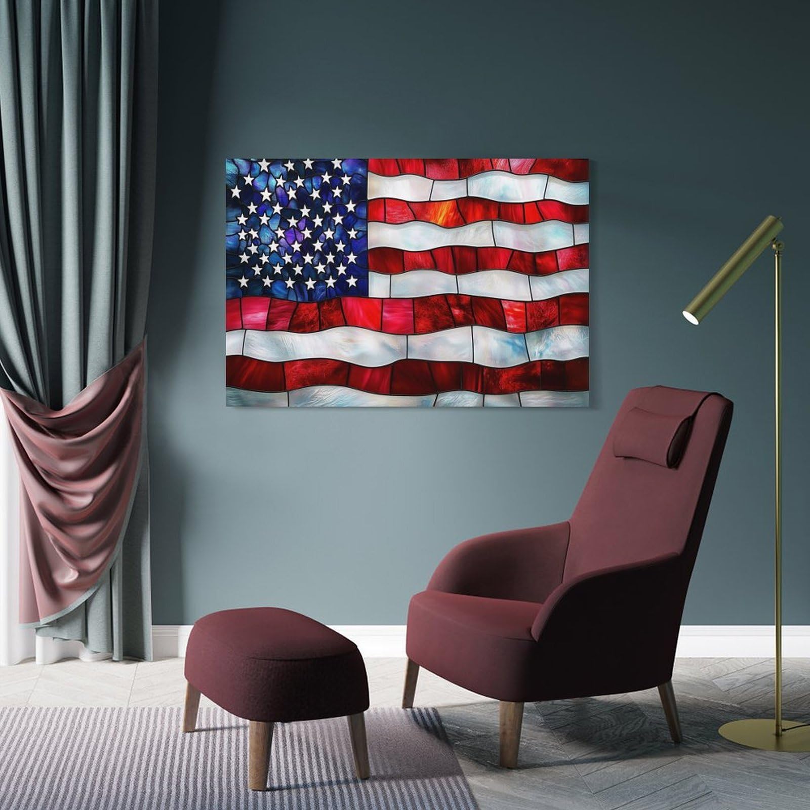 Junmoney Stained Glass American Flag Hanging Wall Art 24x36inch(60x90cm), for Bedroom Walls, Guest Spaces Or Lounges, An Easy Wall Refresh for Bedrooms