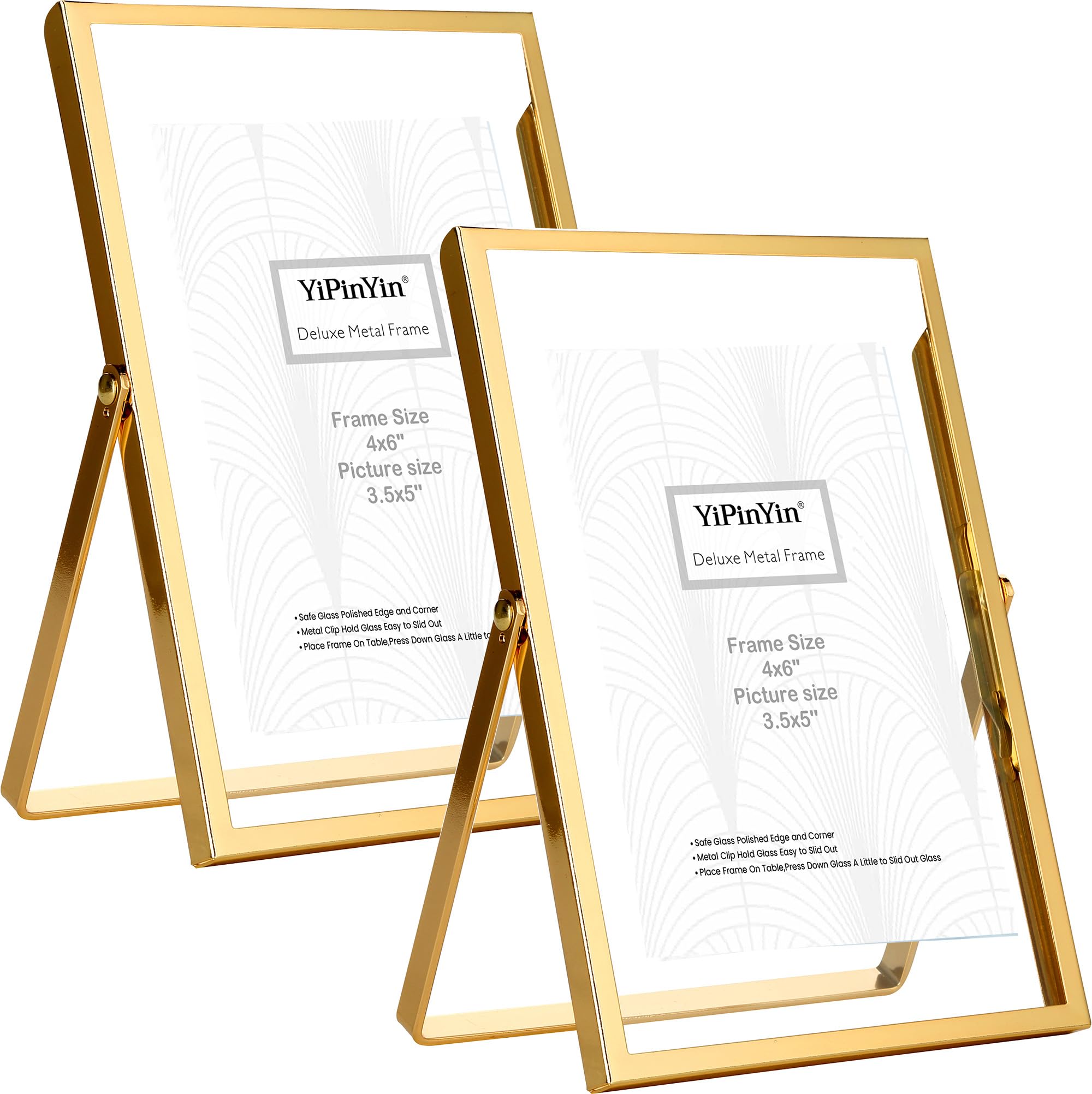Photo 1 of YiPinYin 4x6'' Gold Floating Picture Frame (Set of 2)