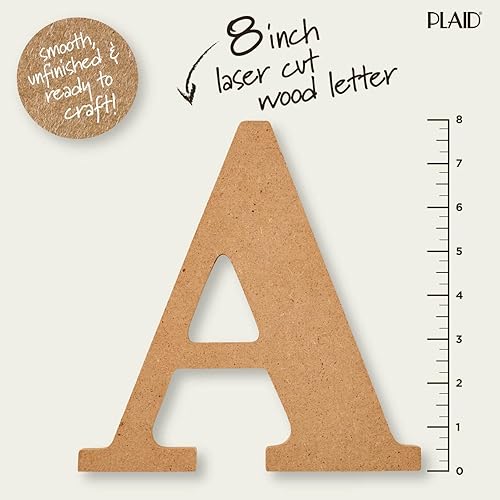 Miniatura 2 de Plaid Letra de madera sin terminar, superficie de madera de 8 pulgadas, perfecta para proyectos de manualidades y manualidades, 63580, 8 pulgadas