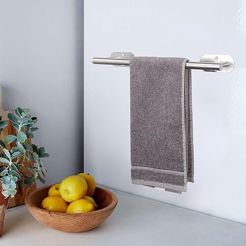 Miniatura 4 de TocTen Toallero de baño autoadhesivo, toallero para baño, soporte para toallas de baño de acero inoxidable a prueba de óxido, sin daños, barra de