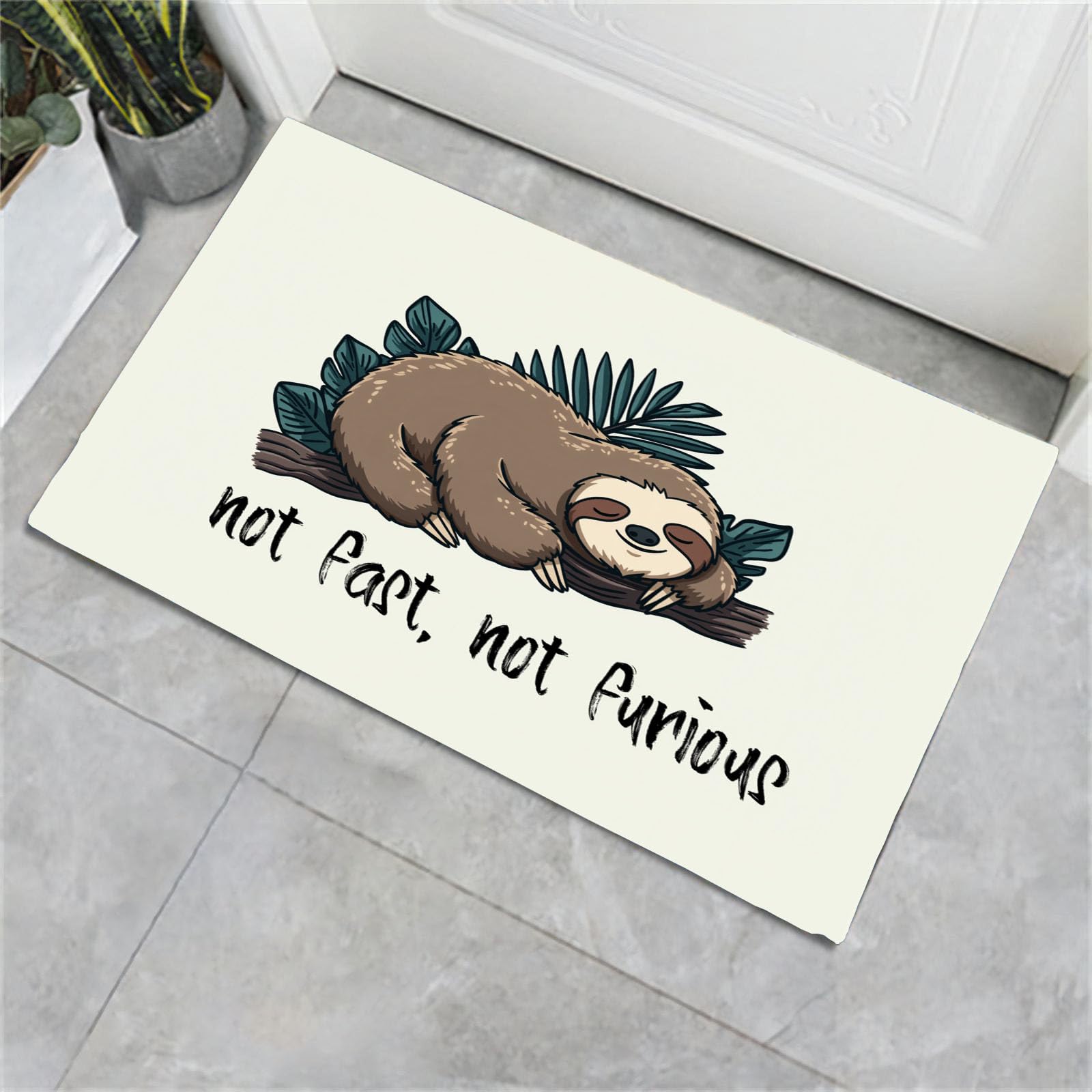Felpudo Entrada Animales Divertidos Marrón, Felpudo Antideslizante Lindo Perezoso, Felpudo Lavable a Máquina Alfombra Absorbente, Felpudos para Pasillo Cocina (80x120cm)