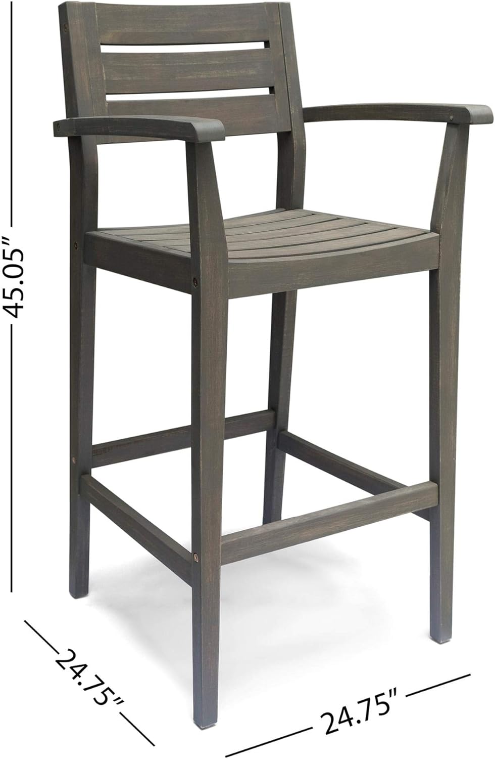 Christopher Knight Home Lera Outdoor Rustic Acacia Wood Barstool (Set of 2), Gray Finish