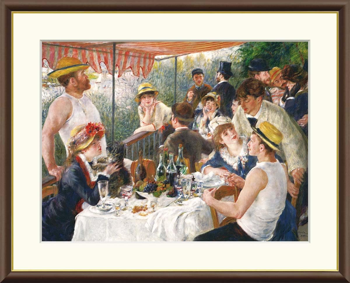 ルノワール「舟遊びをする人々の昼食」高精細ジクレー版画 手彩入り 新絹本 額絵（J1-039） (F4（42&times;34ｃｍ）)
