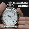 Classical Quartz Pocket Watch, Classical Sculptured Fob Pocket Watch, Numerals Antique Silver with Chain, Men Women Pocket Watches Pendant Gift for Birthday Anniversary Day Fathers Day