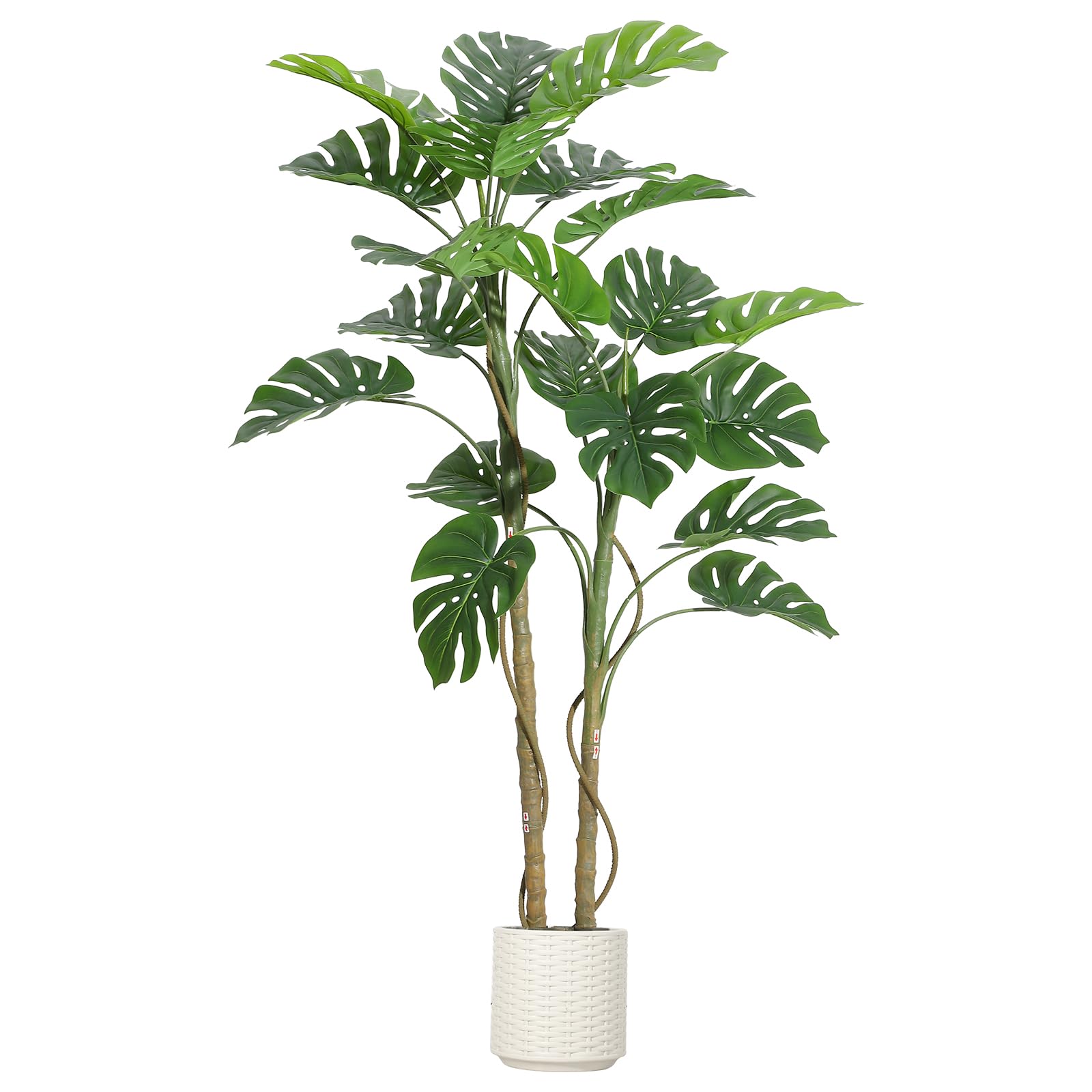 GarveeHome 150 cm grande monstera artificiale realistica, pianta da interno con vaso, muschio, multi ramo e fogliame, senza manutenzione, albero artificiale decorativo per soggiorno, ufficio, balcone