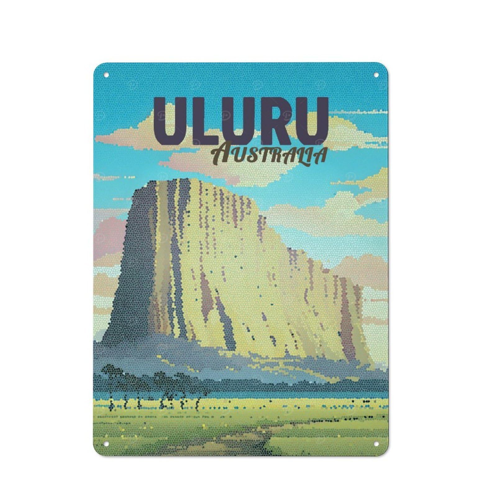 Junmoney Style-11 Uluru Australia Travel Rustic Metal Wall Sign 40X30cm For Workshop Wall, Suited To Makers And Diy Enthusiasts