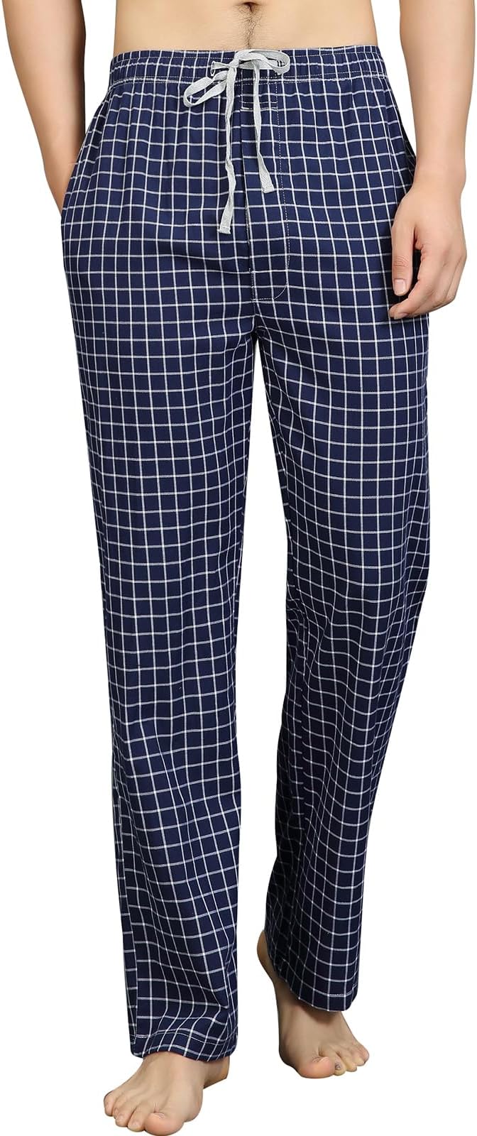 Men's Lounge Pants Nightwear 100% Cotton Pyjama Bottoms Sleepwear PJ Pants with Pockets